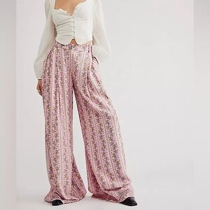 Loveshackfancy Pink Purple Heirloom Floral Print Montel Pants